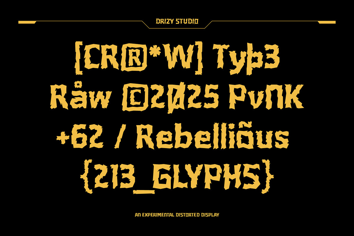 Carrow – Experimental Distrorted, a Sans Serif Font by Drizy (Photo 2 of 10)