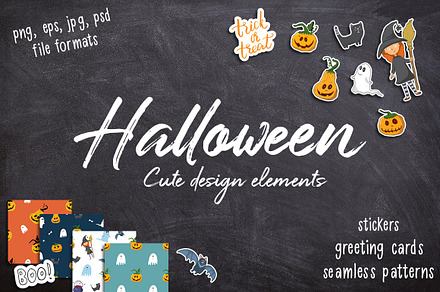 Halloween cute design elements