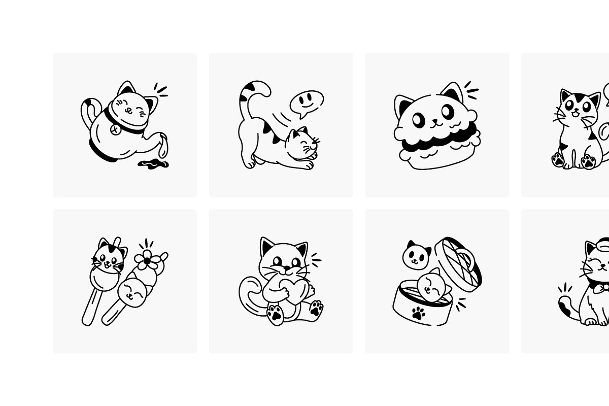 Cute Cat Doodle Icon Pack, an Outline Icon by Prosymbols (Photo 5 of 6)