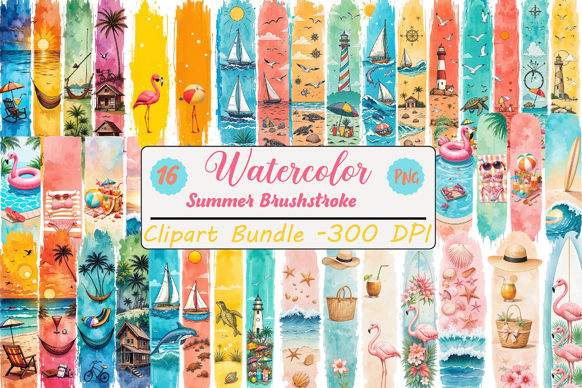 Summer Brushstroke Clipart, an Illustration by DreamCafeArt (Photo 1 of 8)