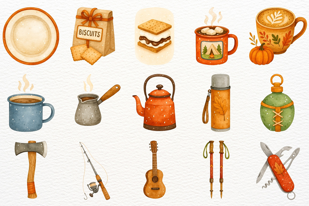 Fall Camping Clipart Woodland Animal, a Seasonal Illustration by SugarCloudStudioArt (Photo 7 of 10)