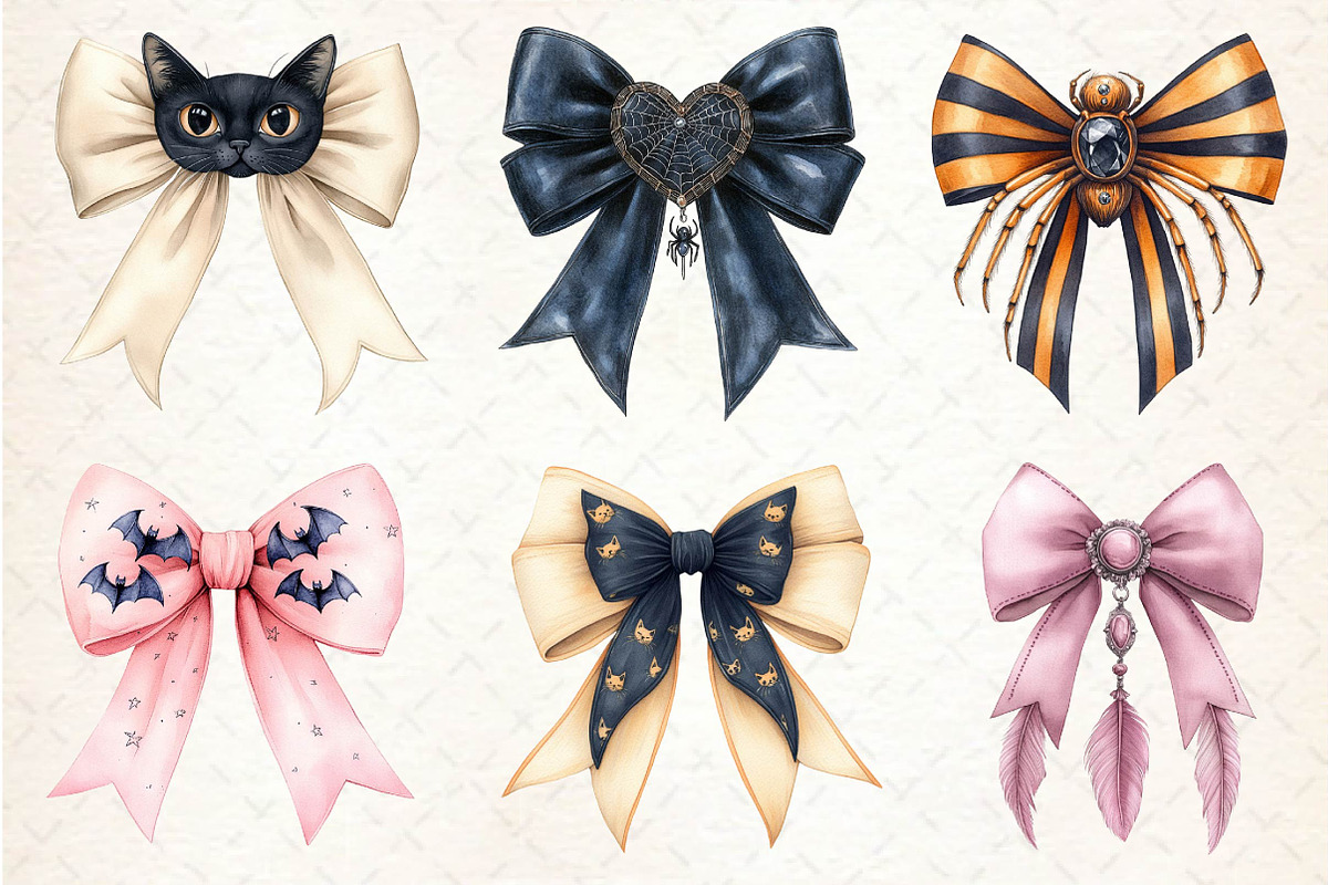 Halloween Coquette Bow Clipart, an Illustration by Dream Creation (Photo 3 of 7)