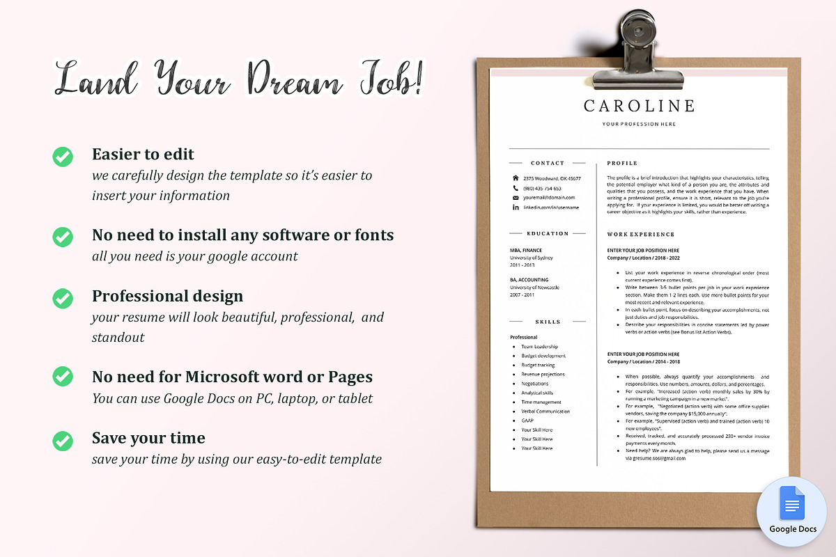 Google Docs Resume Template 03, a Resume Template by GResume (Photo 5 of 8)