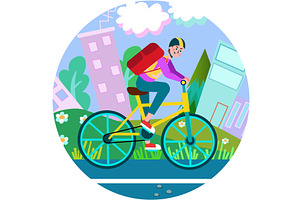 Man ride bike vector guy on bicycle, a Person Illustration by vectorpointstudio