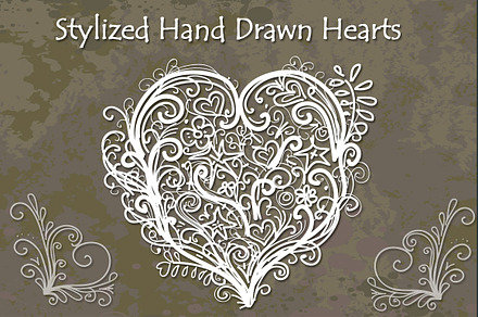 Stylized Hand Drawn Hearts