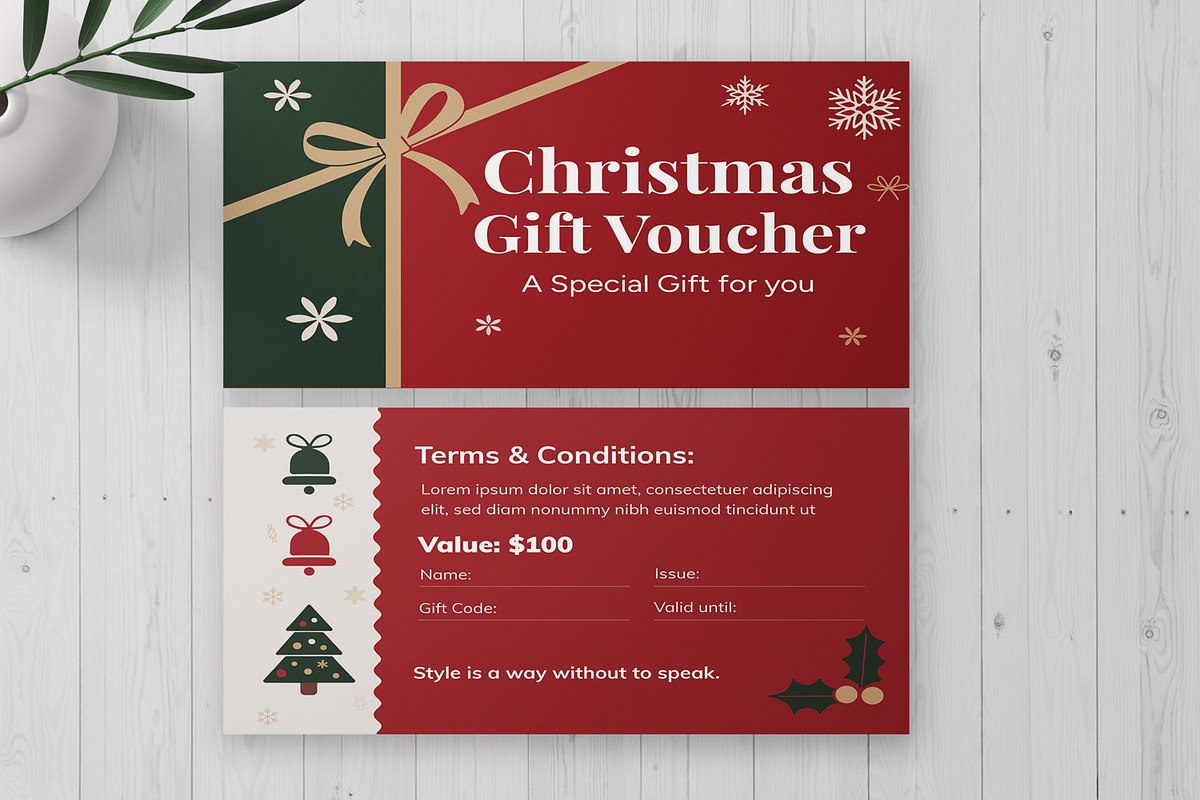 Christmas Gift Voucher Template, a Card Template by MightyDesign (Photo 2 of 6)