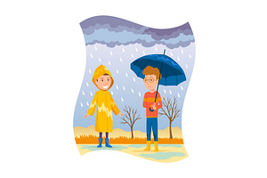 Cheerful children play joyfully in, a Person Illustration by the8monkey