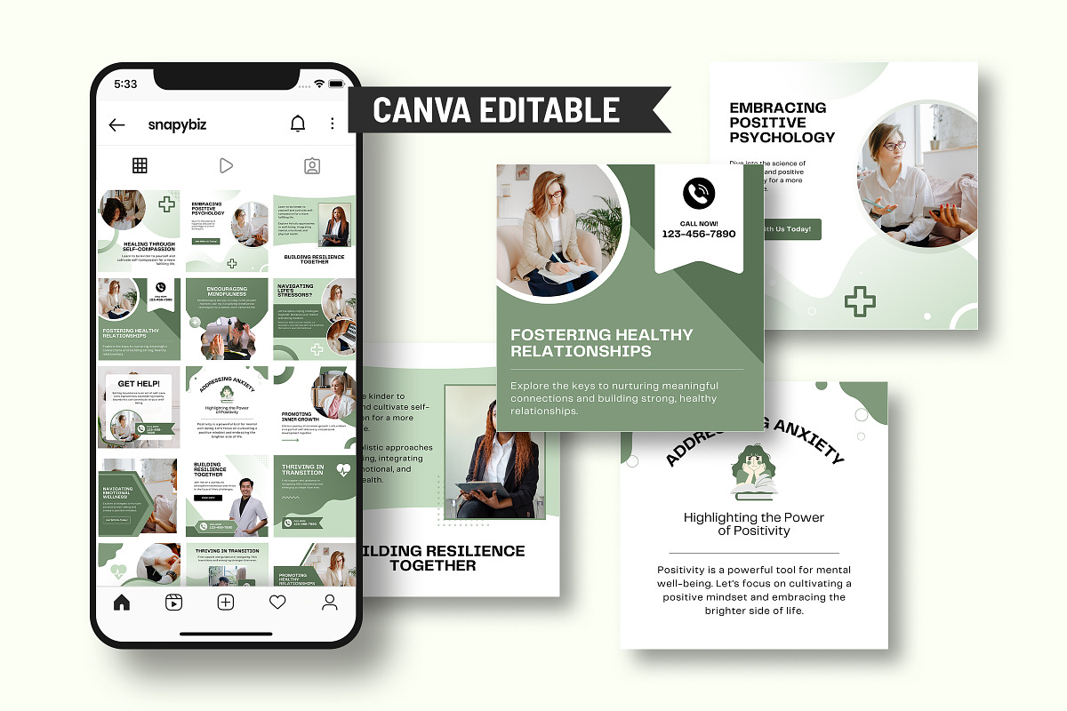 Psychologist Instagram Canva Post, a Social Media Template by Snapybiz