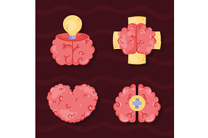 four brains organs icons, a Healthcare Illustration by studiogstock