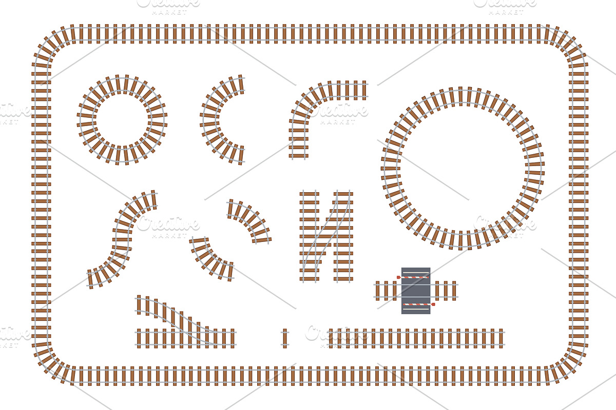 Rail road track different shape and, an Illustration by studioworkstock