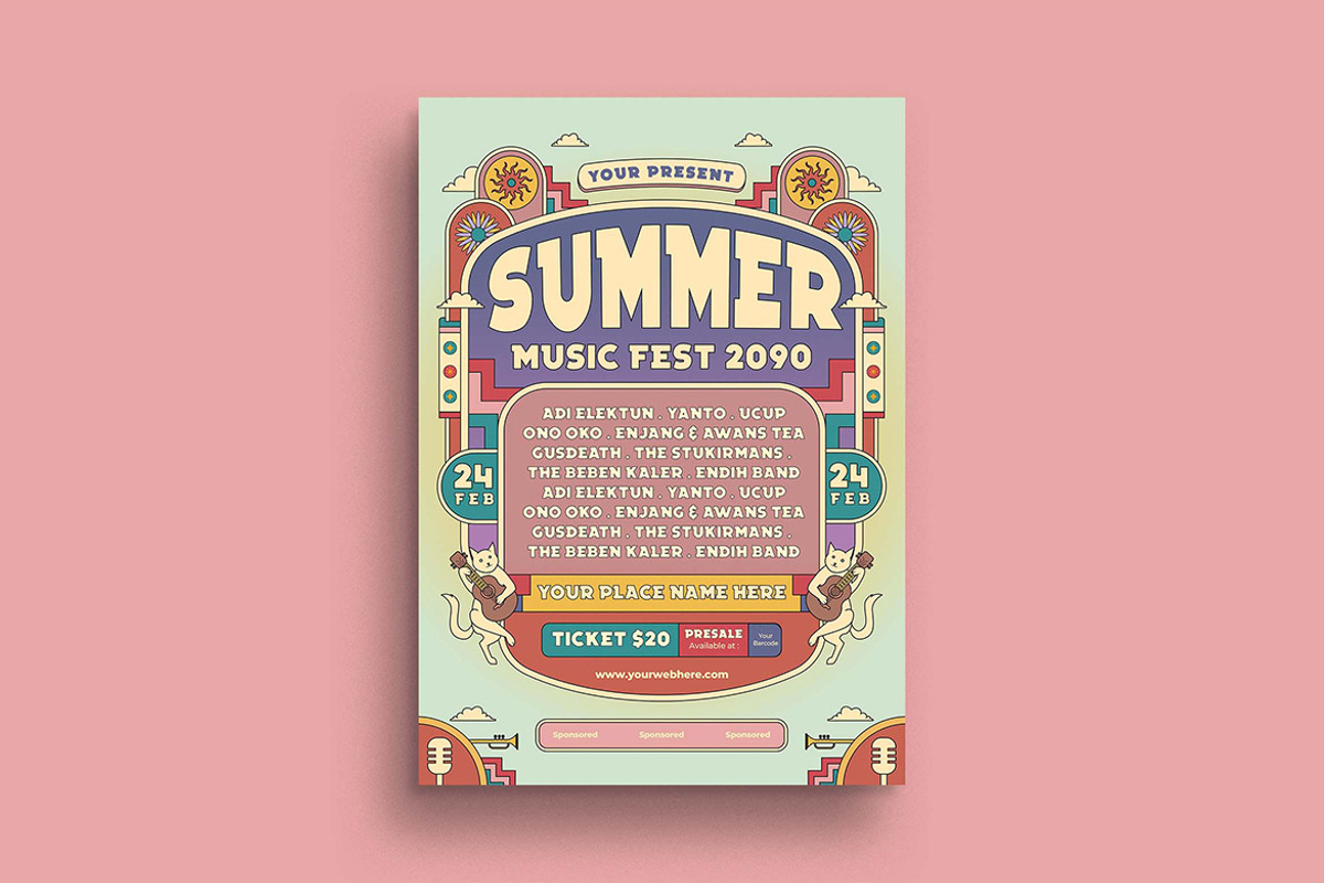 Modern Geometrics Summer Music Fest, a Flyer Template by megarez (Photo 1 of 3)