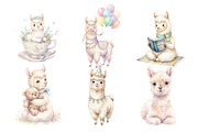 watercolor Llamas cliparts, an Animal Illustration by BerryPieArt (Thumbnail 3 of 4)