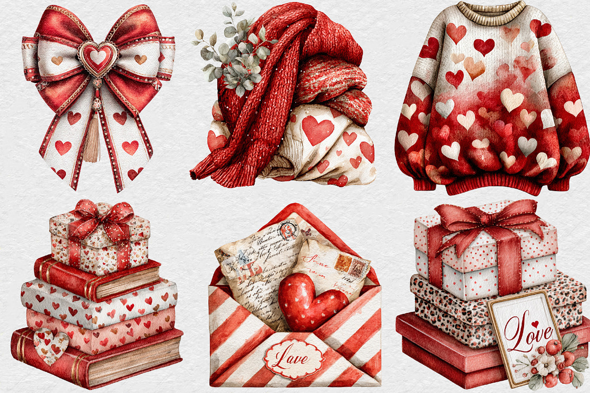 Valentine's Day Clipart Bundle, an Illustration by DreamCafeArt (Photo 2 of 6)
