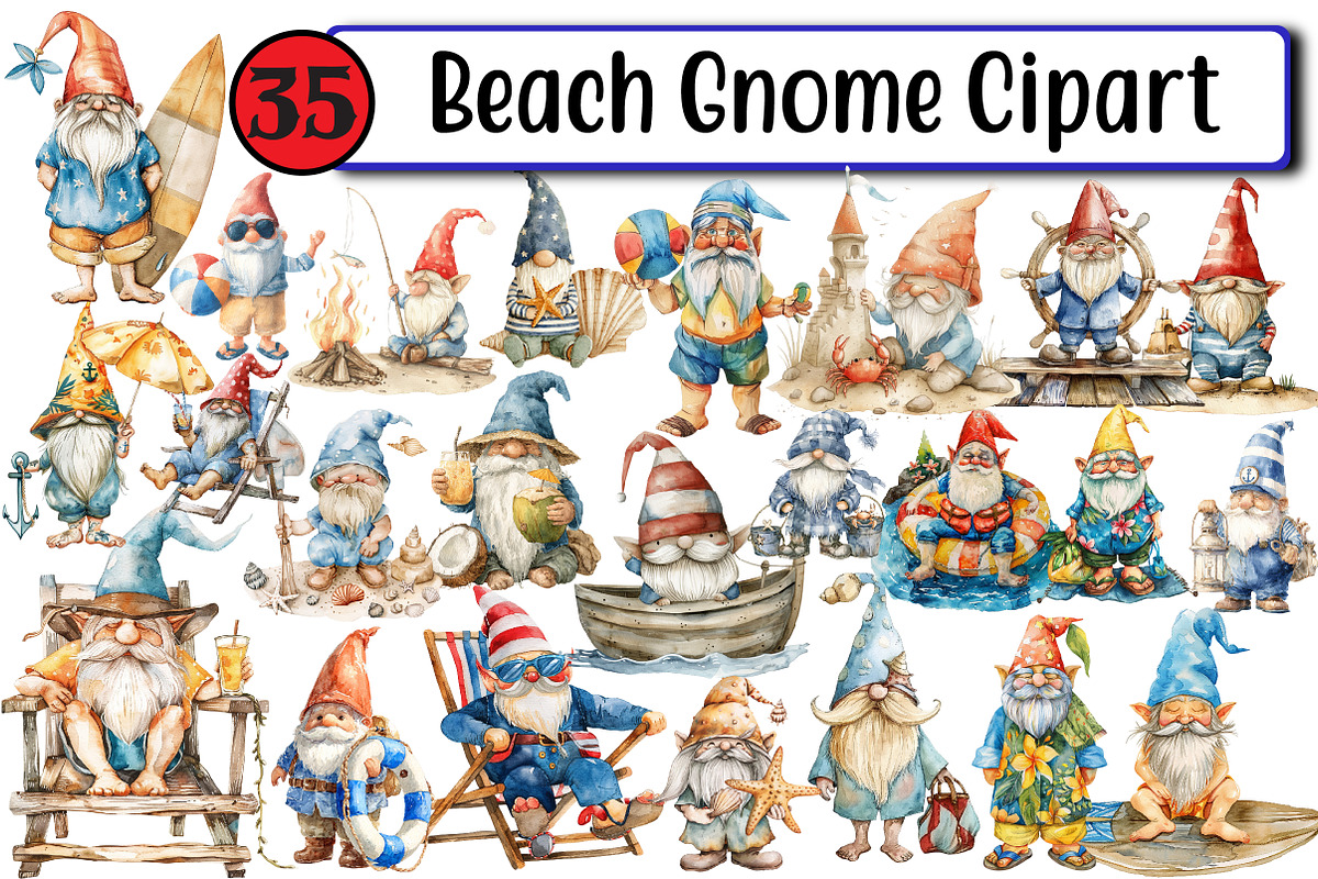Beach Gnome Cipart, an Illustration by Design Market (Photo 1 of 3)