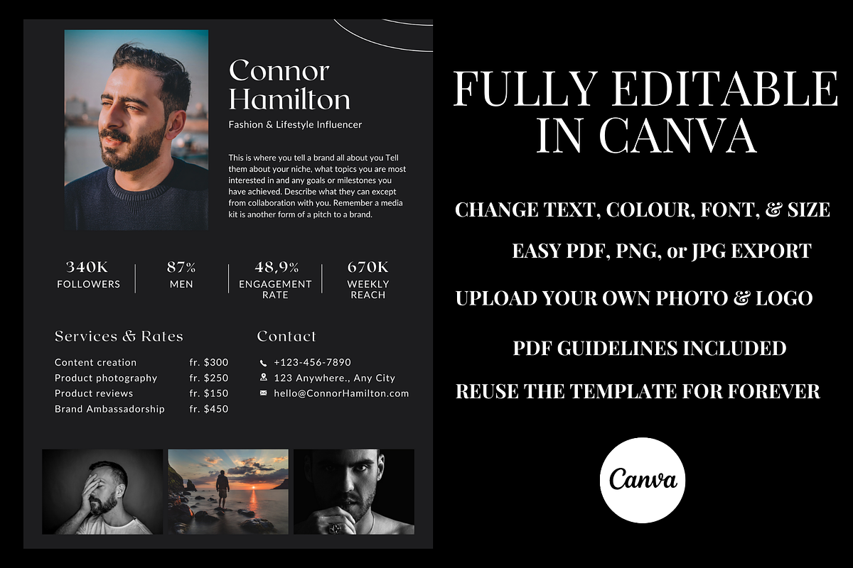 Black Content Creator Media Kit, a Social Media Template by Daily Creative (Photo 2 of 5)
