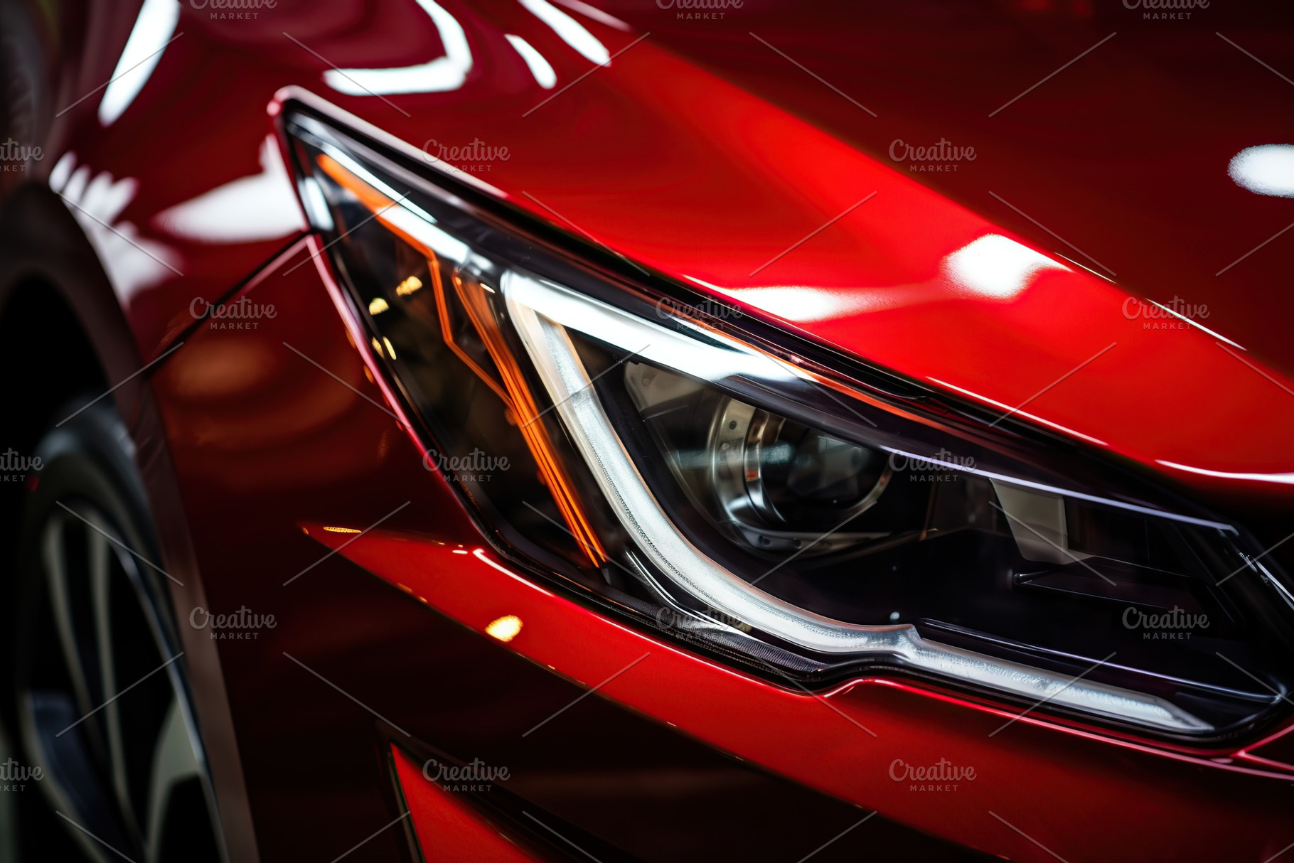 Headlights of a new modern car, closeup, a Transportation Photo by AlyaAnd