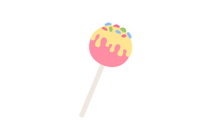 Sweet cute pink lollipop on stick in, a Food Illustration by Nadzin