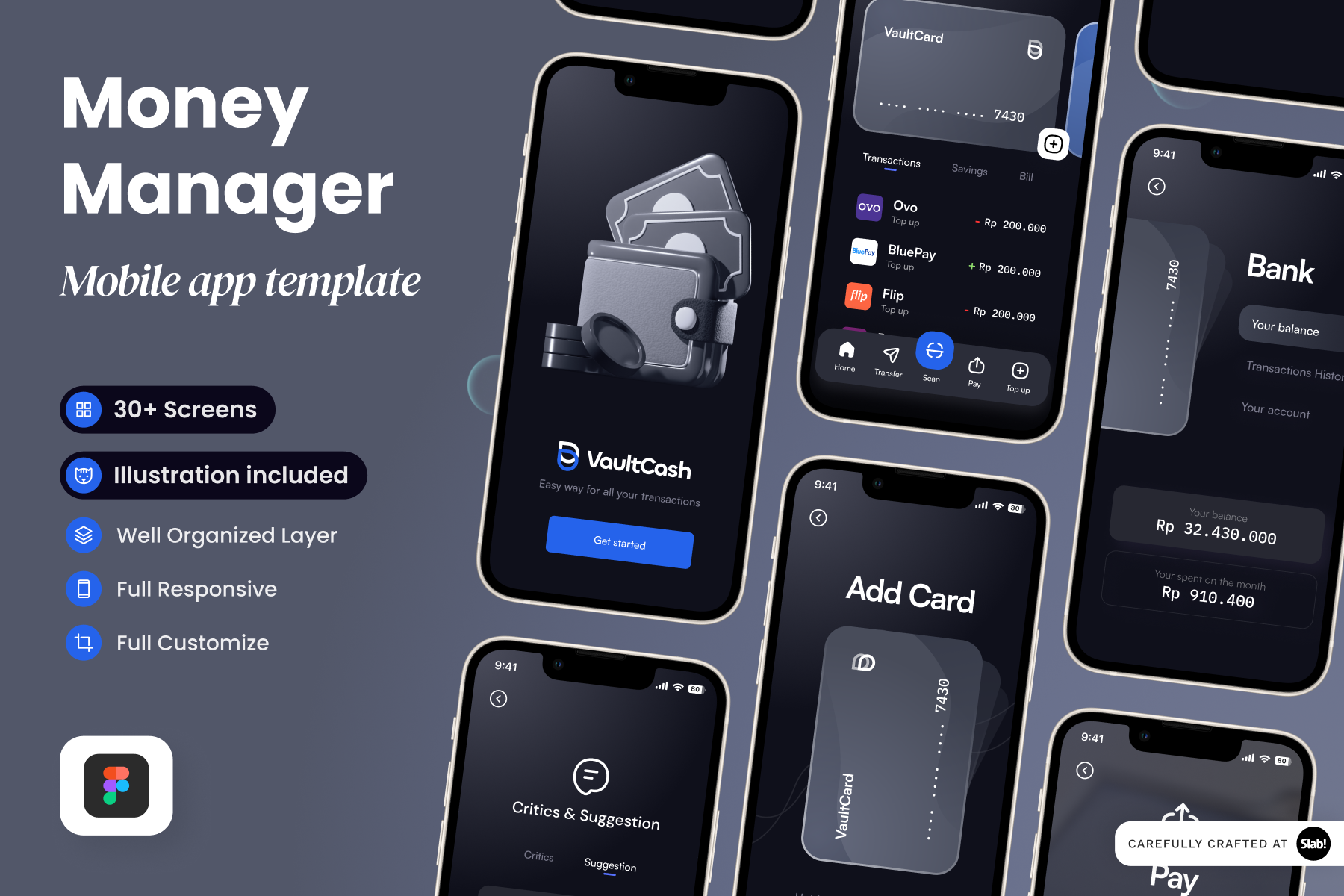 VaultCash - Money Manager, a Websites & App Template by SLAB! Design