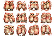 Valentine Owl Couple Clipart, an Illustration by Designking (Thumbnail 2 of 5)