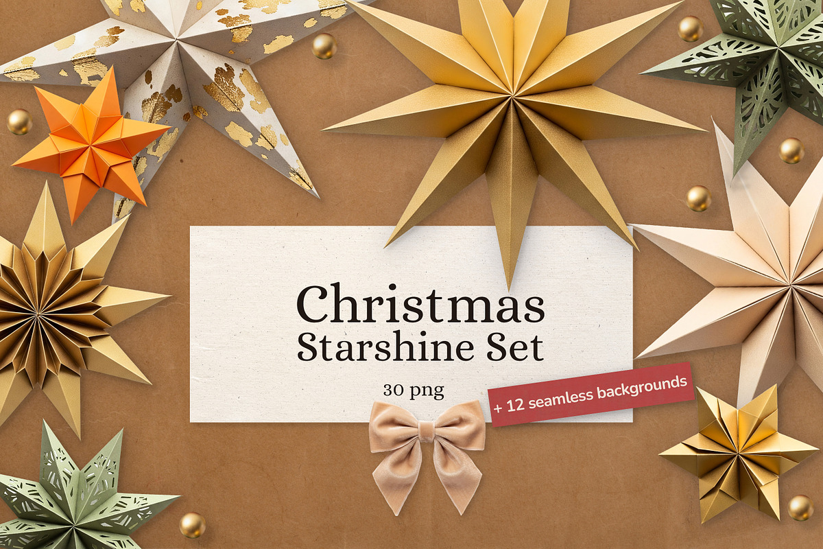 Christmas Starshine Set. 30 PNG+, a Background Graphic by Nadia Murash (Photo 1 of 4)