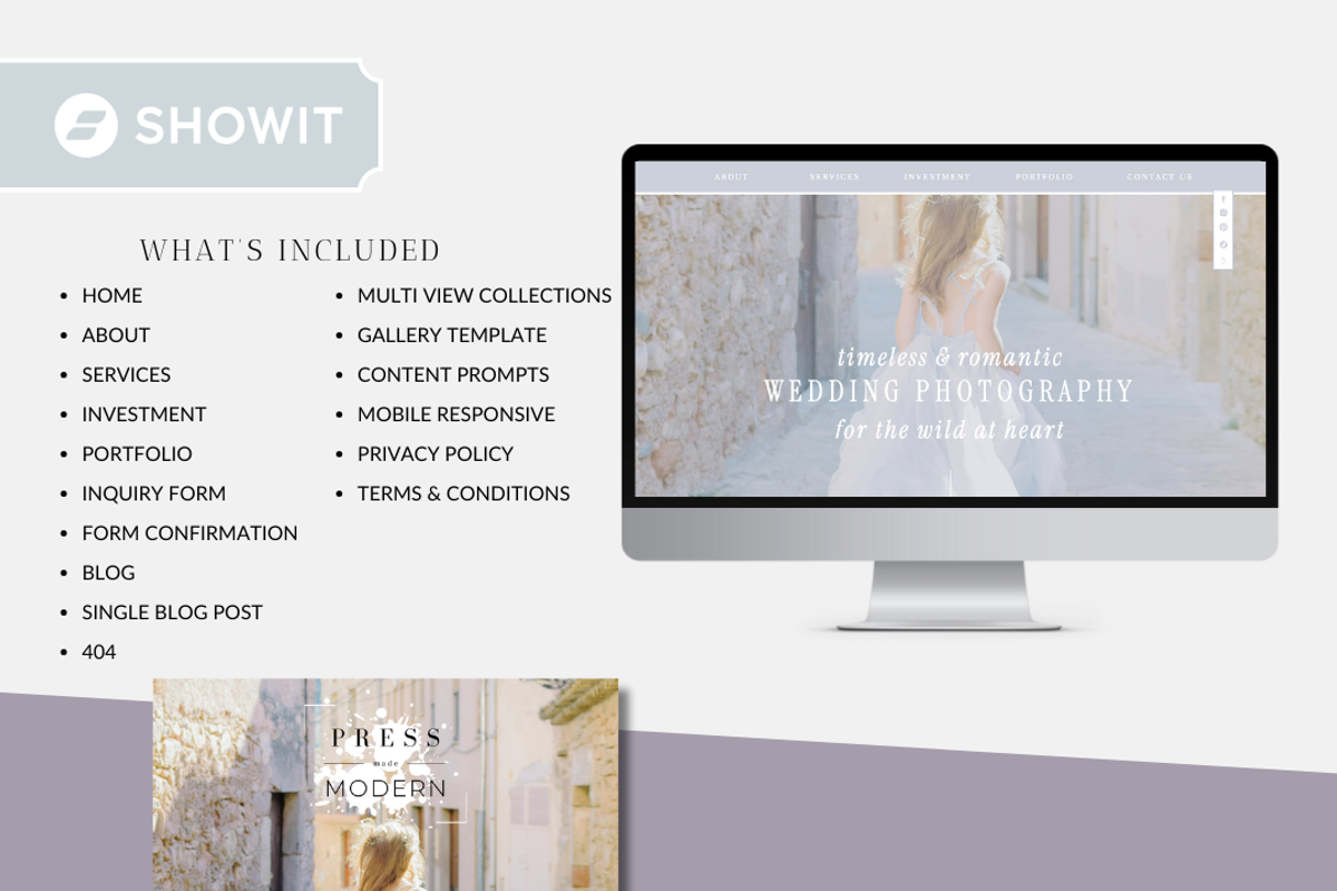Showit Template for Wedding Pros, a Websites & App Template by Press Made Modern (Photo 4 of 4)