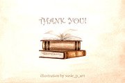 Vintage bookshelf watercolor clipart, an Education Illustration by susie-p-art (Thumbnail 13 of 13)