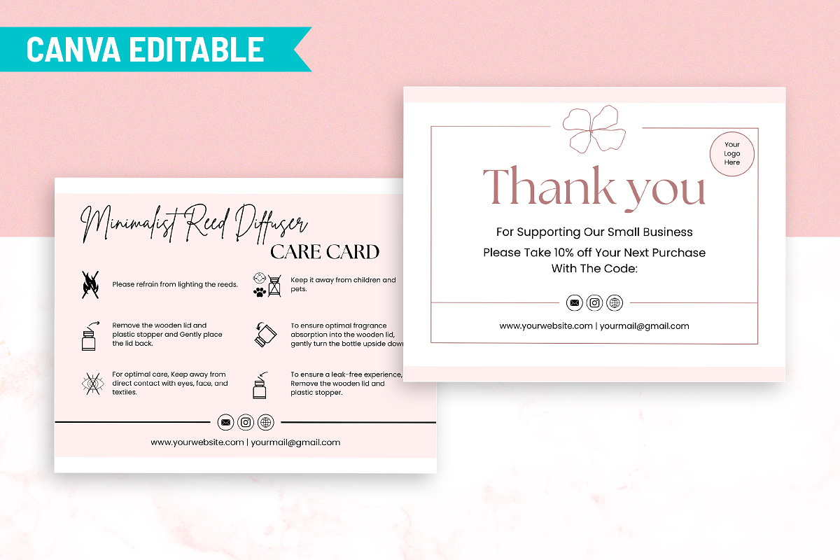 Minimalist Reed Diffuser Care Card, a Templates & Theme by Snapybiz (Photo 1 of 10)