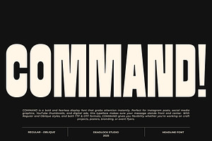 COMMAND! BOLD DISPLAY FONT!, a Sans Serif Font by deadlock studio