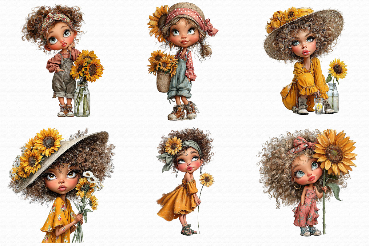 Whimsical Summer Sunflower Girl Clip, an Illustration by Libby Wishes (Photo 6 of 6)