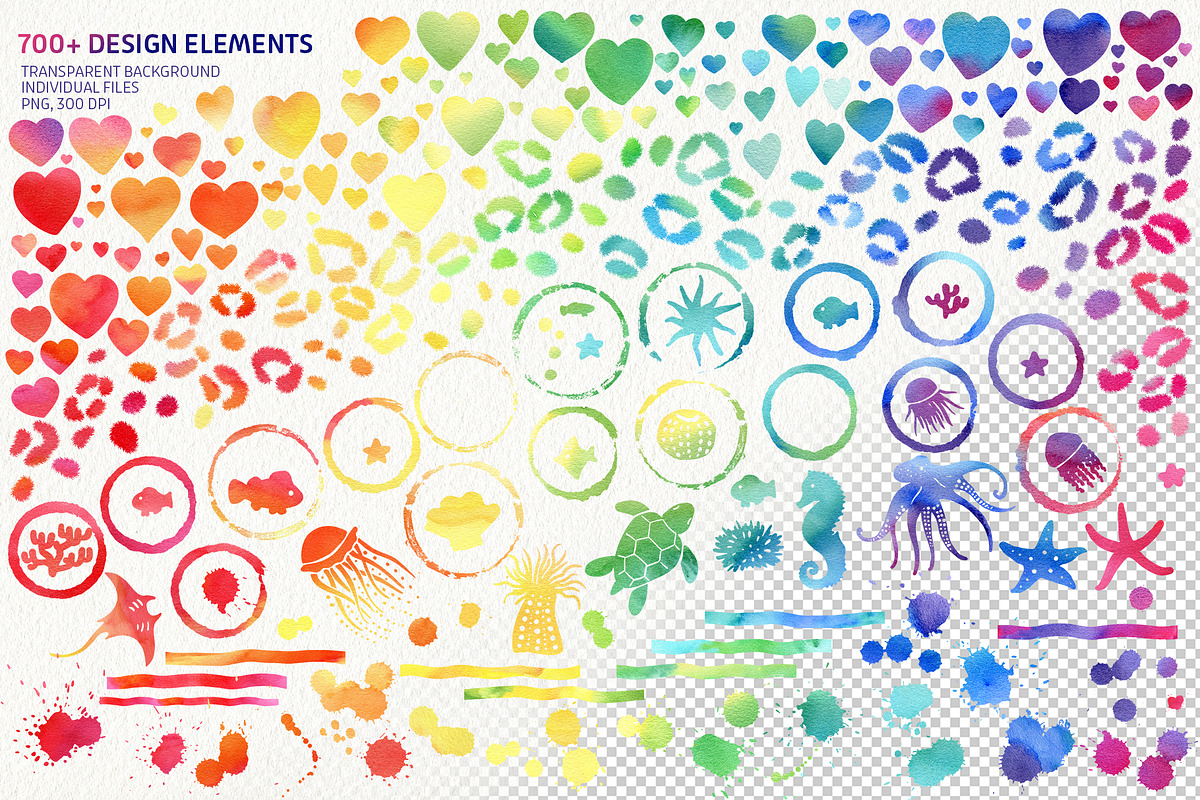Watercolor Rainbow Patterns&Elements, a Pattern Graphic by PenguinArtStudio (Photo 10 of 11)
