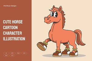 Cute Horse Cartoon Character, an Animal Illustration by Partikusi Design