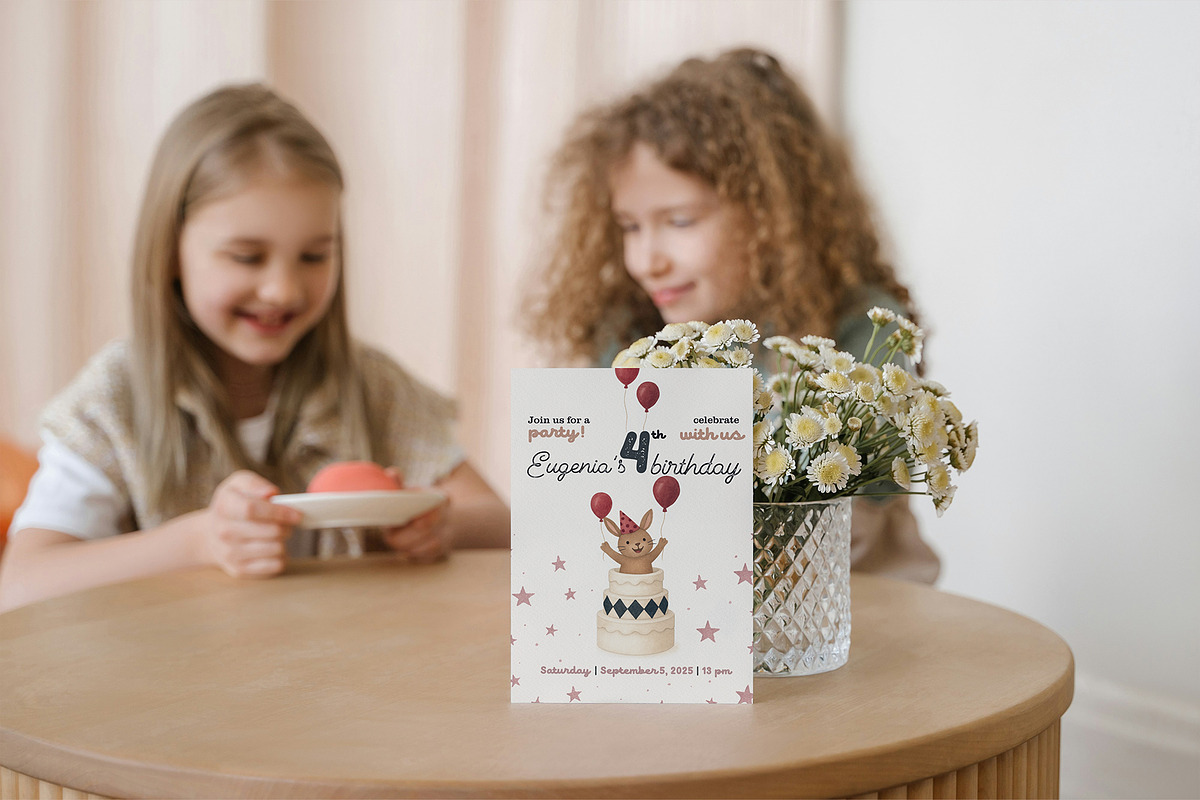 Bunny Birthday Invitation preview 2