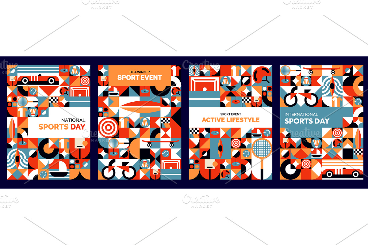 Modern geometric sport posters, a Sport Illustration by Vector Tradition