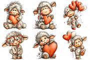 Funny Valentine Sheep Clipart, an Illustration by Craft Nest (Thumbnail 4 of 11)
