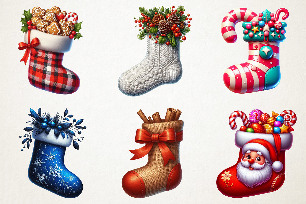 Christmas Stockings Watercolor Bundl, an Illustration by RobertsArt (Photo 3 of 7)