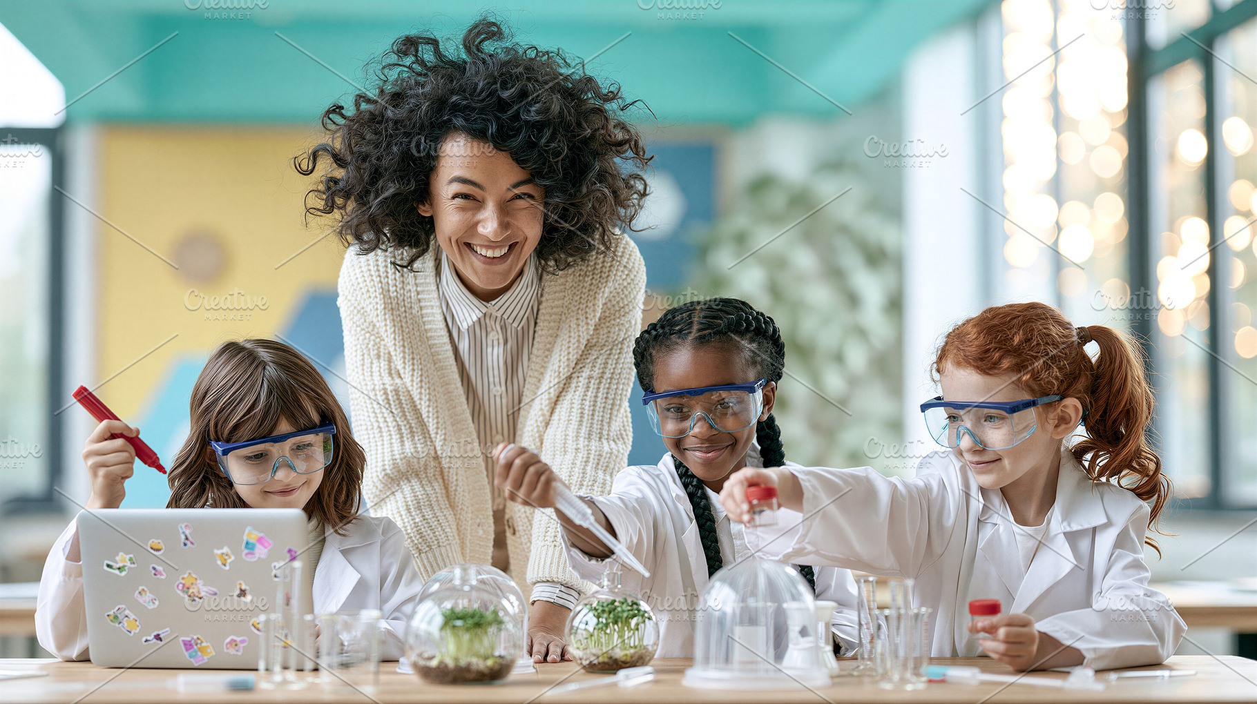 Children conducting science, a School & Education Photo by 7DesignLab