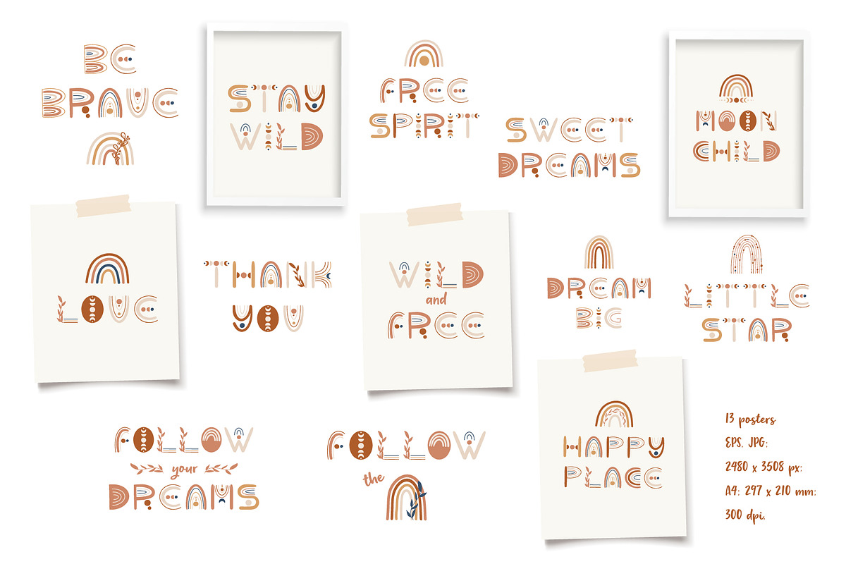Boho Rainbow Bundle Collection., a Decorative Illustration by DearLetters (Photo 8 of 10)