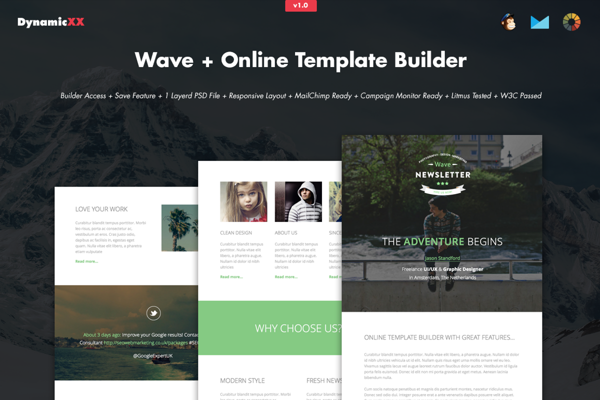 Wave + Online Template Builder, an Email Template by DynamicXX (Photo 1 of 2)