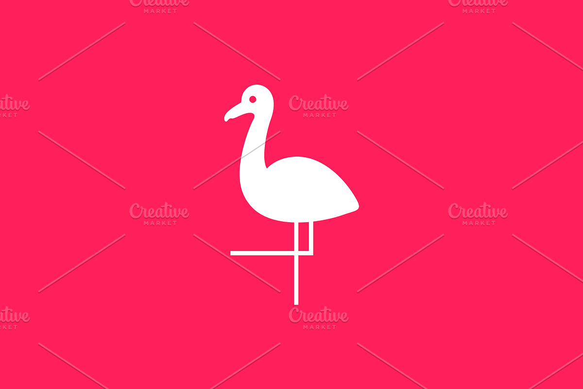 flamingos beauty bird flat logo, a Branding & Logo Template by devastd