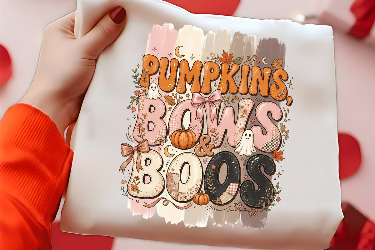 Pumpkins Bows And Boos Clipart PNG, a Seasonal Illustration by CrexoraLab (Photo 2 of 4)