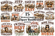 Western Cowgirl PNG Clipart Bundle, a Seasonal Illustration by OK Design (Thumbnail 1 of 6)