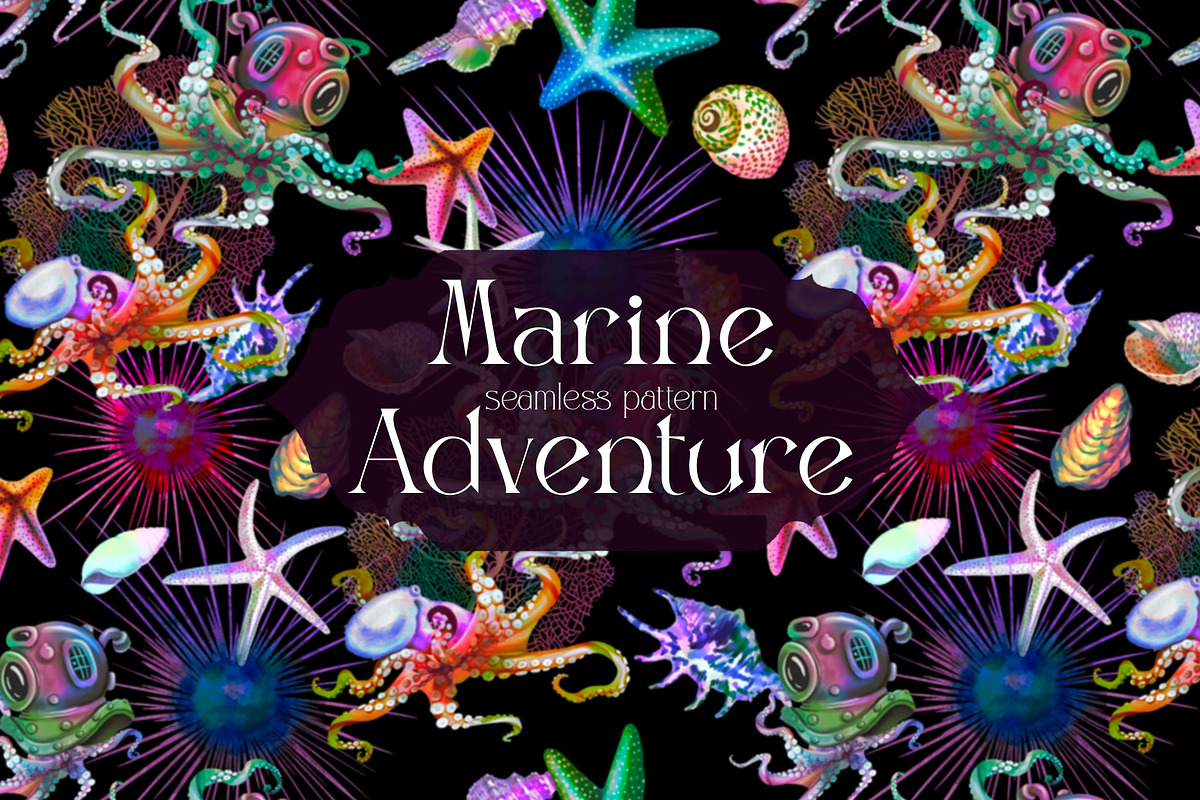 Marine Adventure - seamless pattern, a Pattern Graphic by NNclipart (Photo 1 of 9)