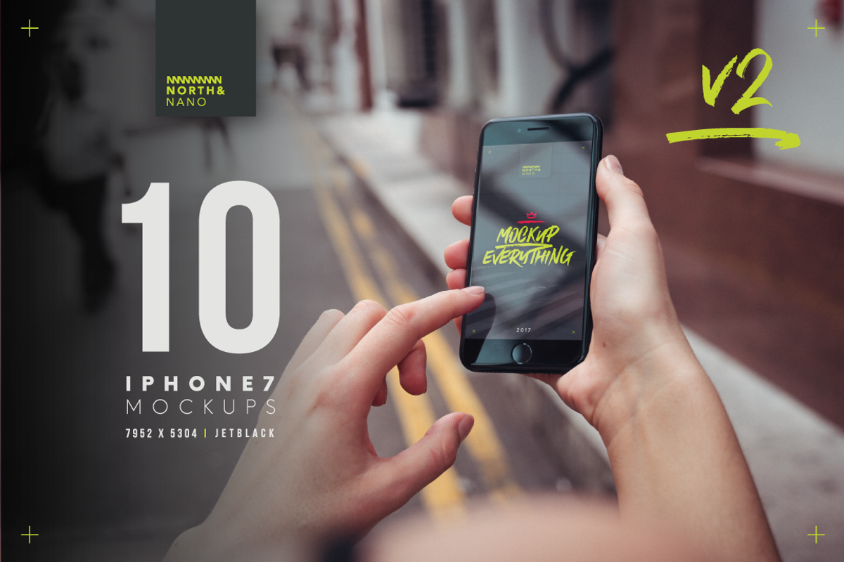 iPhone 7 PSD Mockups v2, an iPhone Mockup by North&Nano (Photo 1 of 6)