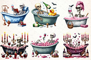 Skeleton Drinking Wine Clipart PNG, an Illustration by Libby Wishes (Thumbnail 3 of 5)