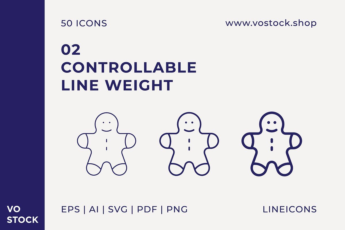50 Christmas Icons, an Outline Icon by vo.stock (Photo 4 of 6)