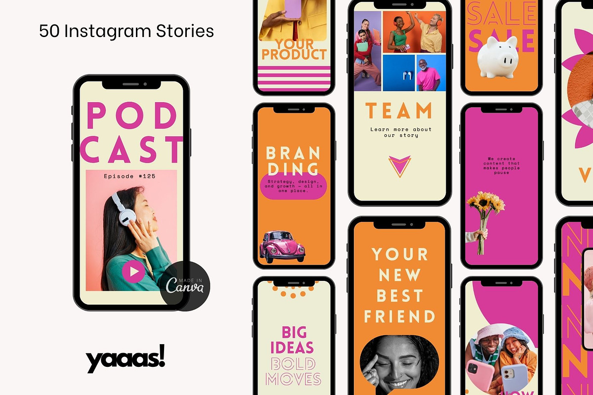 Bold Orange Pink Instagram Templates, a Social Media Template by Yaaas Design (Photo 8 of 12)