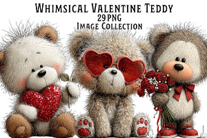Whimsical Valentine Teddy Bear Clipa, an Illustration by Dream Creation