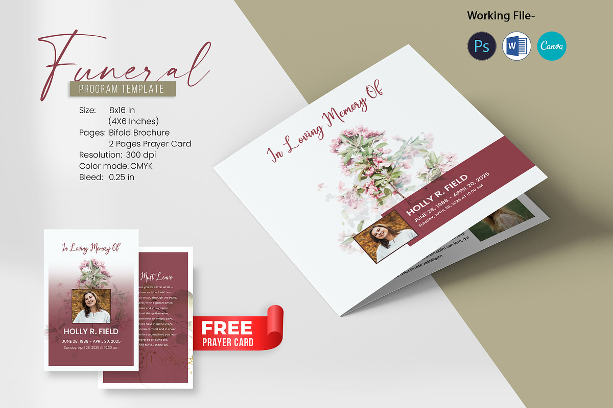 Funeral Program And Prayer Card, a Brochure Template by crazyOWL (Photo 1 of 8)