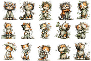 Whimsical Spring Floral Cat Clipart, an Illustration by OK Design (Thumbnail 3 of 6)