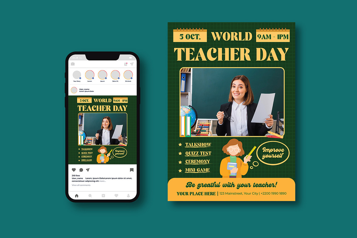 World Teacher Day Flyer, a Flyer Template by iDoodle Studio